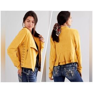 Willow & Root Suede Peplum Moto Jacket
